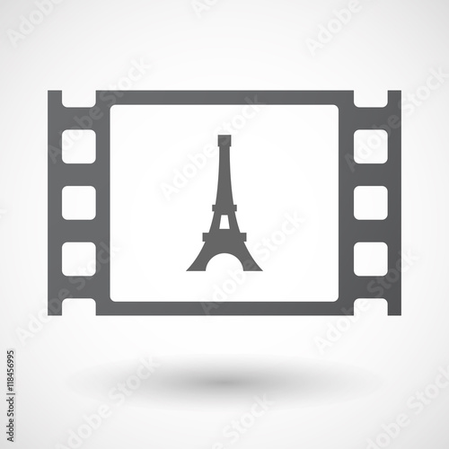 Isolated celluloid film frame icon with   the Eiffel tower