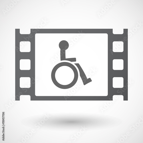 Isolated celluloid film frame icon with  a human figure in a whe