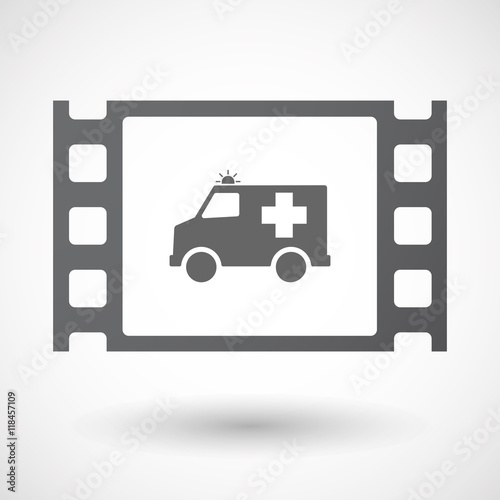 Isolated celluloid film frame icon with  an ambulance icon