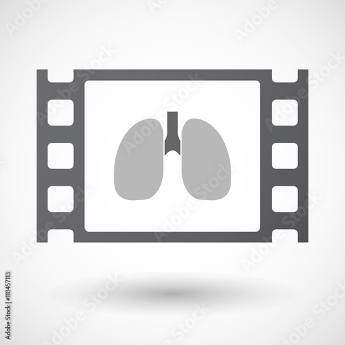 Isolated celluloid film frame icon with  a healthy human lung ic