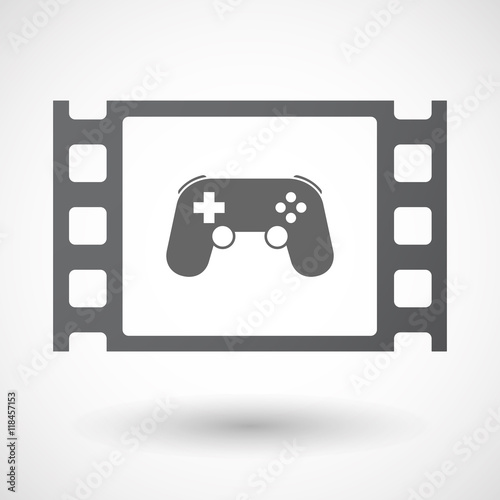 Isolated celluloid film frame icon with  a game pad