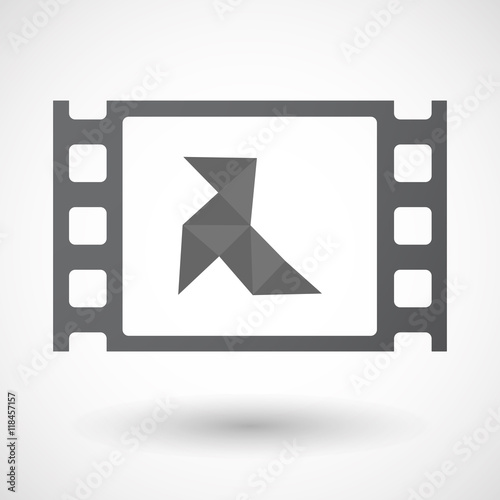 Isolated celluloid film frame icon with  a paper bird