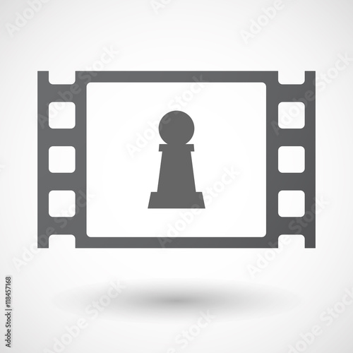 Isolated celluloid film frame icon with a  pawn chess figure