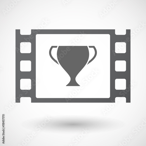 Isolated celluloid film frame icon with  an award cup