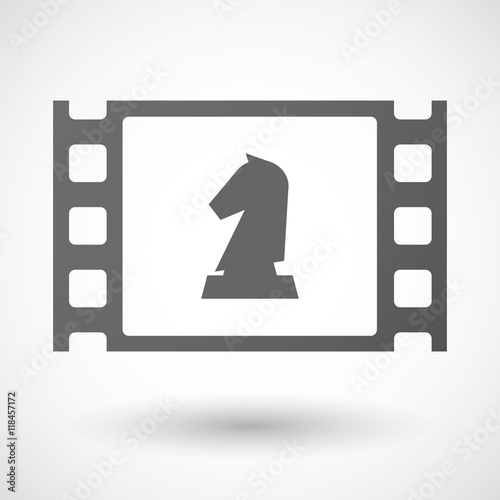 Isolated celluloid film frame icon with a  knight   chess figure