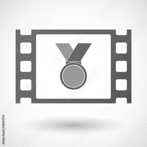 Isolated celluloid film frame icon with  a medal
