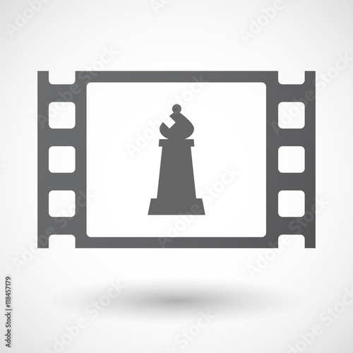 Isolated celluloid film frame icon with a bishop    chess figure