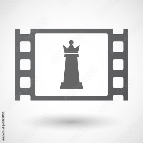 Isolated celluloid film frame icon with a  queen   chess figure