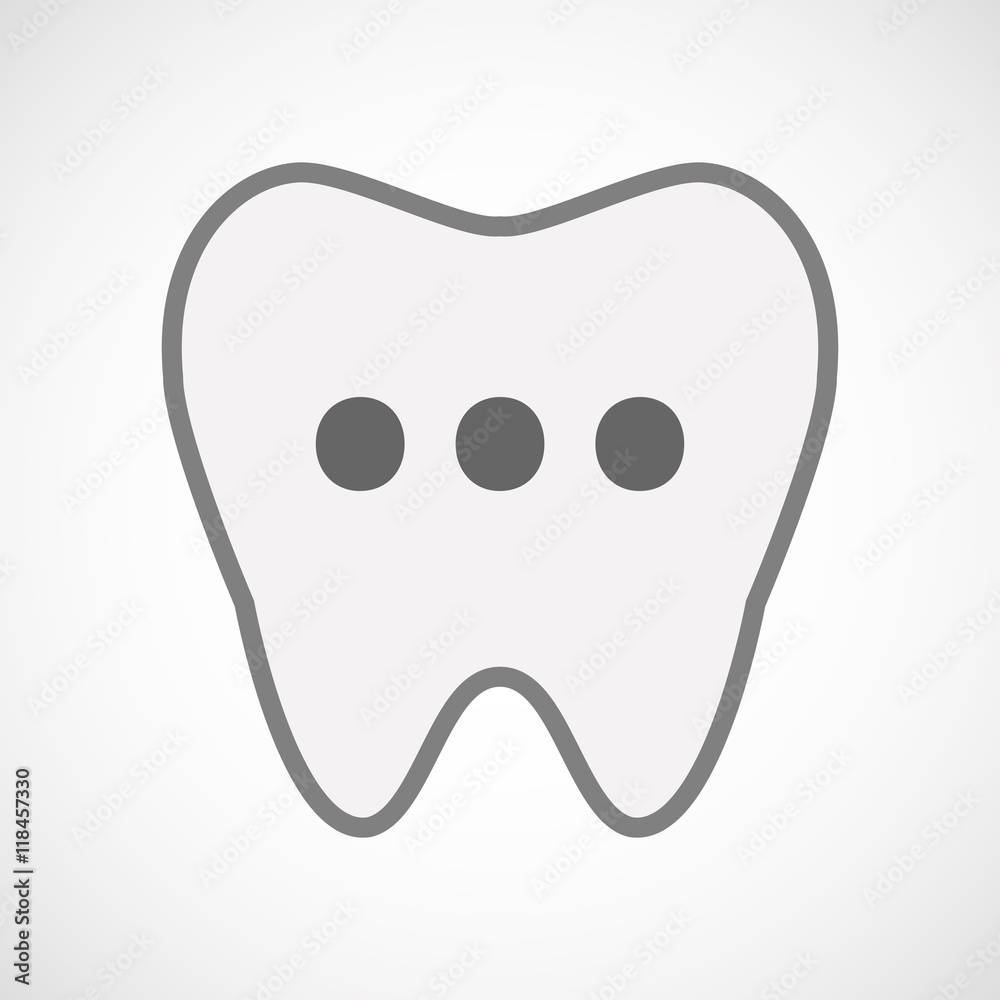 Isolated line art tooth icon with an ellipsis orthographic sign Isolated line art tooth icon with an ellipsis orthographic sign