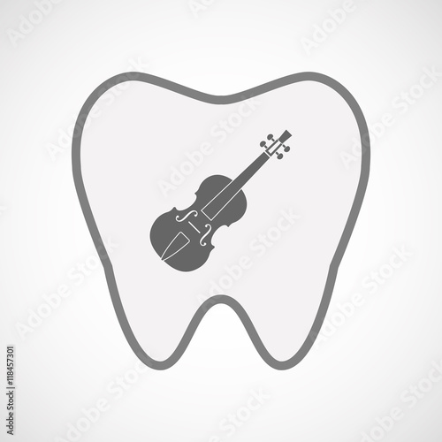 Isolated line art tooth icon with  a violin