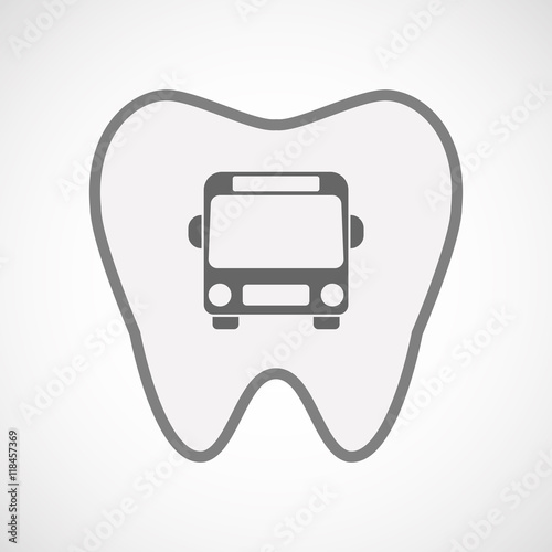 Isolated line art tooth icon with  a bus icon