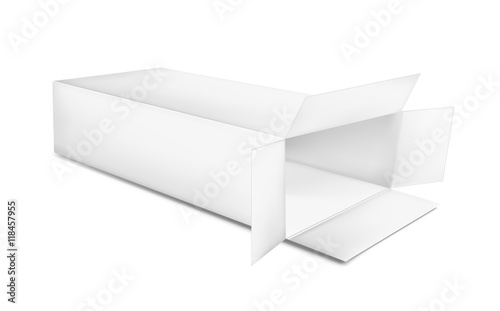 Open paper box on white background