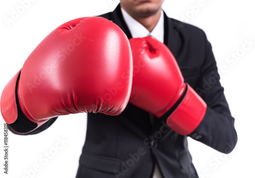 Businessman standing posture with boxing gloves © sorapop