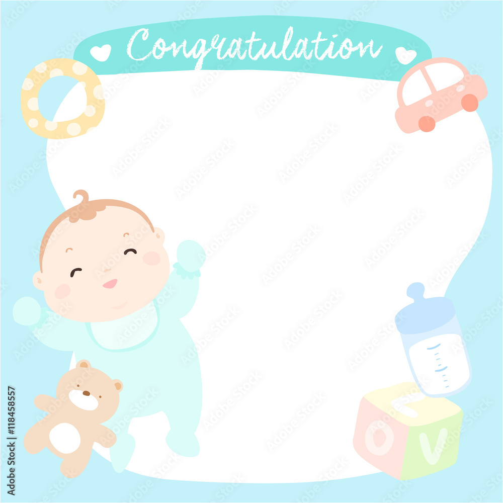 cute baby boy on empty greeting card vector cute baby boy on empty greeting card vector
