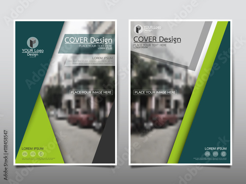 Green triangle cover business brochure vector design, Leaflet advertising abstract background, Modern poster magazine layout template, Annual report for presentation.
