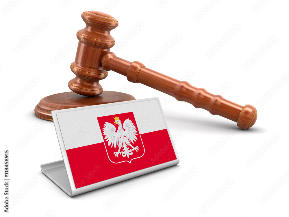 Wooden Mallet and Polish flag (clipping path included)