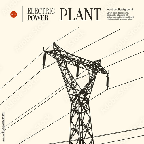 Abstract sketch stylized background. Electric power plant