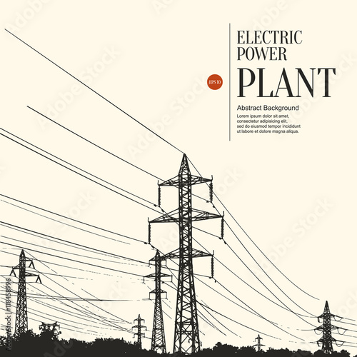 Abstract sketch stylized background. Electric power plant