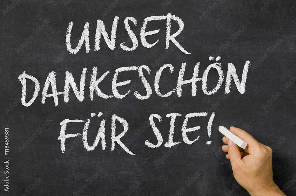 Fototapeta premium Text auf Tafel - Unser Dankeschön für Sie