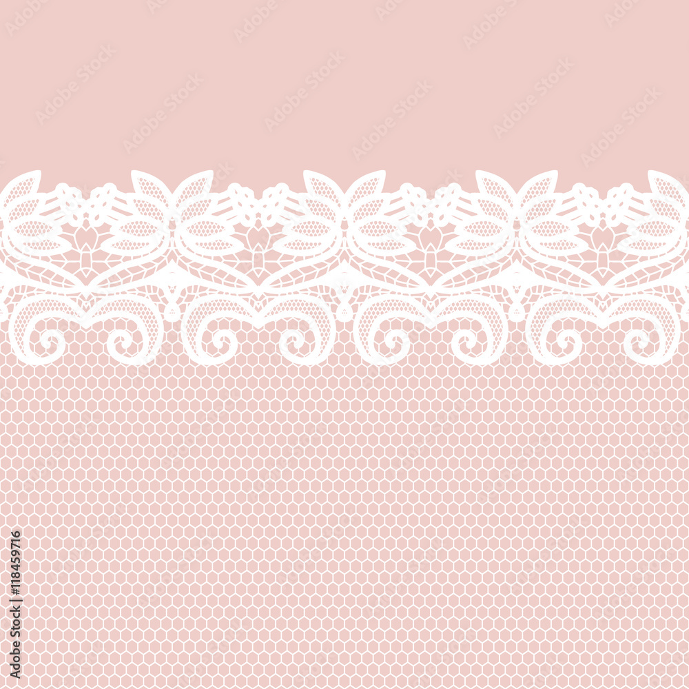 Seamless lace border. Invitation card.