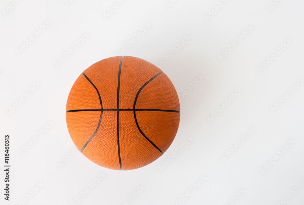 close up of basketball ball over white background