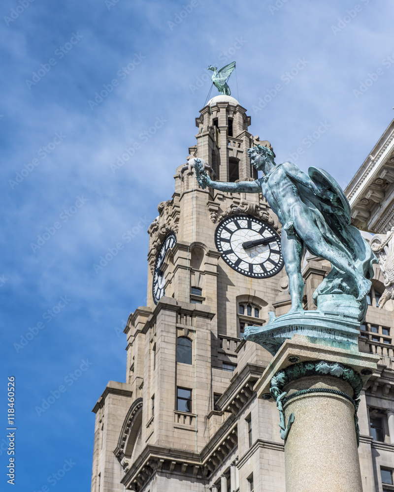 Brinze statue on the Cunard War memorial, Liverpool England