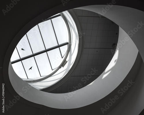 Interior spiral staircase  Liverpool museum  England  with seagu