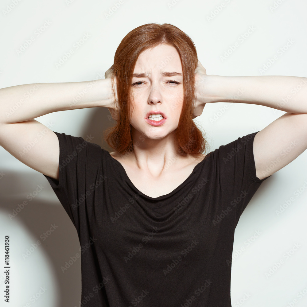 Emotional beauty portraits red-haired girl. Emotional beauty portraits red-haired girl.