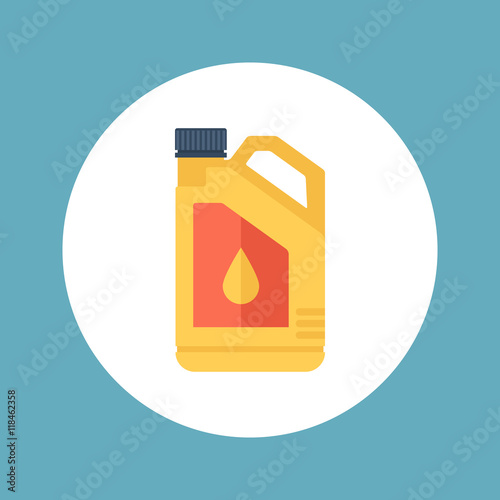 Plastic canister of motor, engine oil. Vector illustration, flat style.