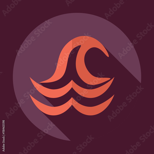 Flat modern design with shadow  Icon wave