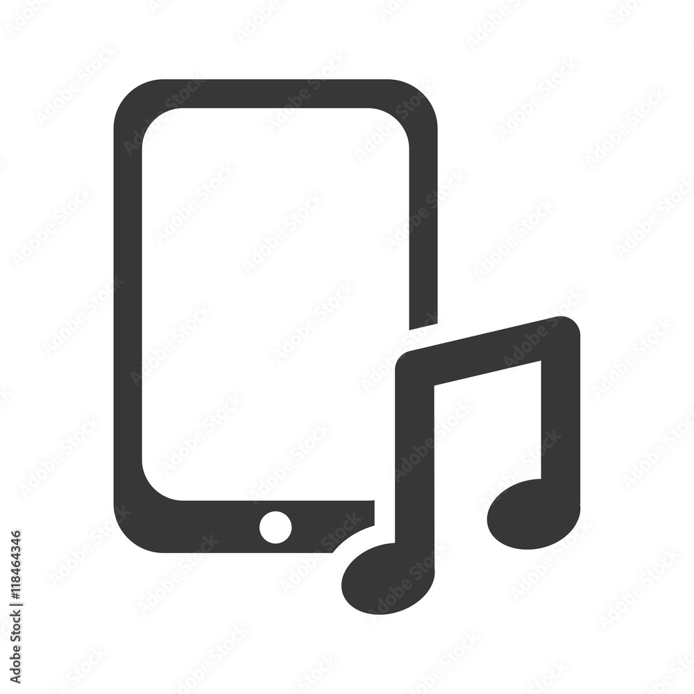 Smartphone music note gadget technology media icon. Isolated and flat illustration. Vector graphic Smartphone music note gadget technology media icon. Isolated and flat illustration. Vector graphic