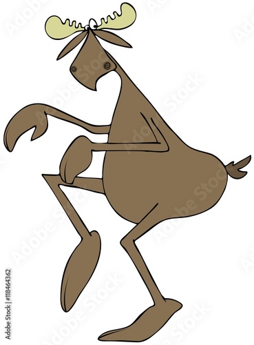 Illustration of a bull moose being sneaky and walking on his tip-toes.