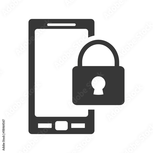 Smartphone padlock gadget technology media icon. Isolated and flat illustration. Vector graphic