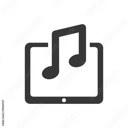 tablet music note gadget technology media icon. Isolated and flat illustration. Vector graphic