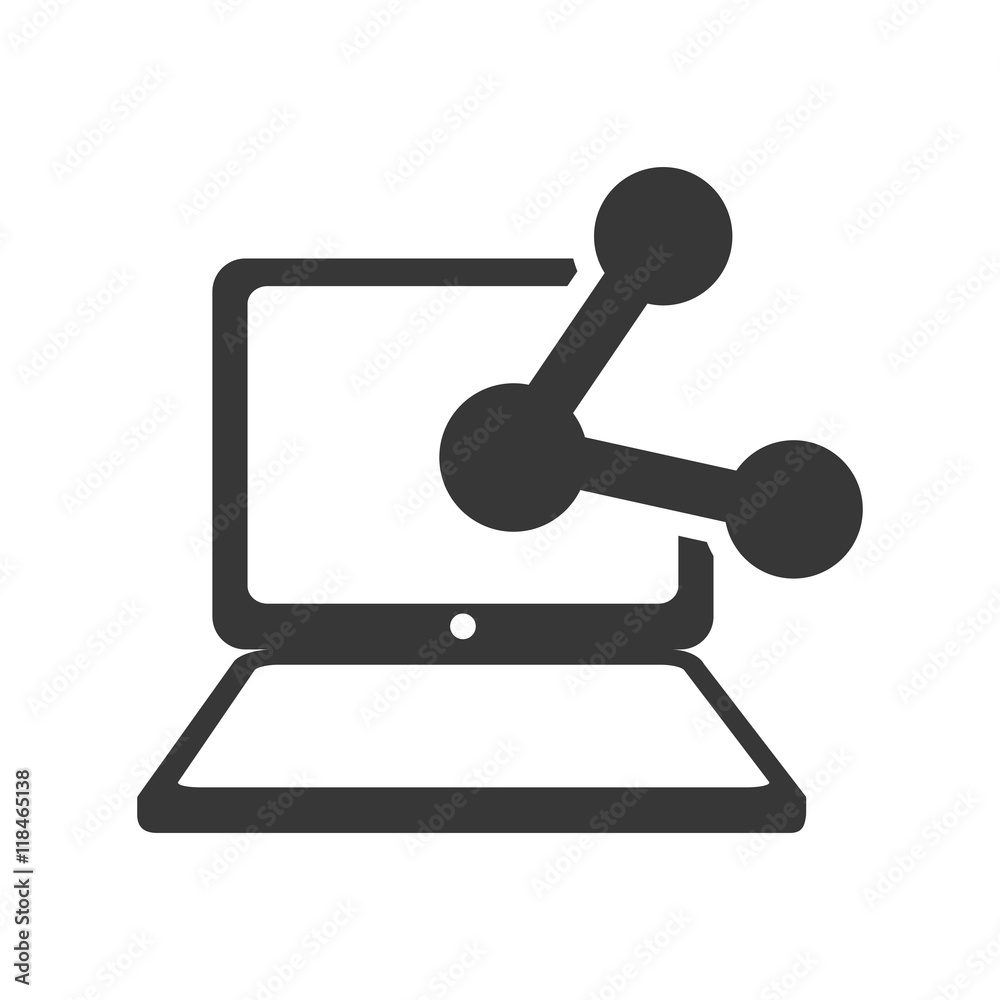 laptop share gadget technology media icon. Isolated and flat illustration. Vector graphic