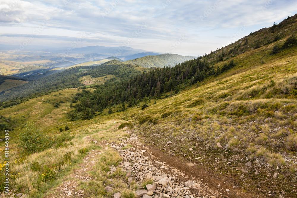 Summer sunset landscape in Carpathian mountains in Ukraine Summer sunset landscape in Carpathian mountains in Ukraine