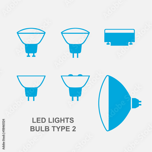 LED Light bulbs PRO type 2 icon set in blue
