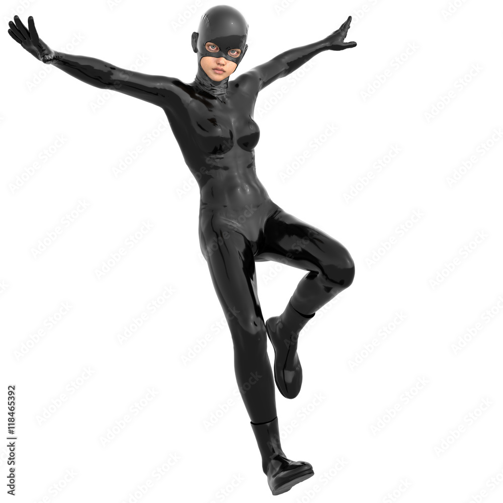 one young superhero slim girl in full black super suit. Is falling apart hand in hand. In anticipation of the fall one young superhero slim girl in full black super suit. Is falling apart hand in hand. In anticipation of the fall