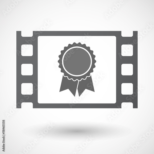 Isolated celluloid film frame icon with  a ribbon award