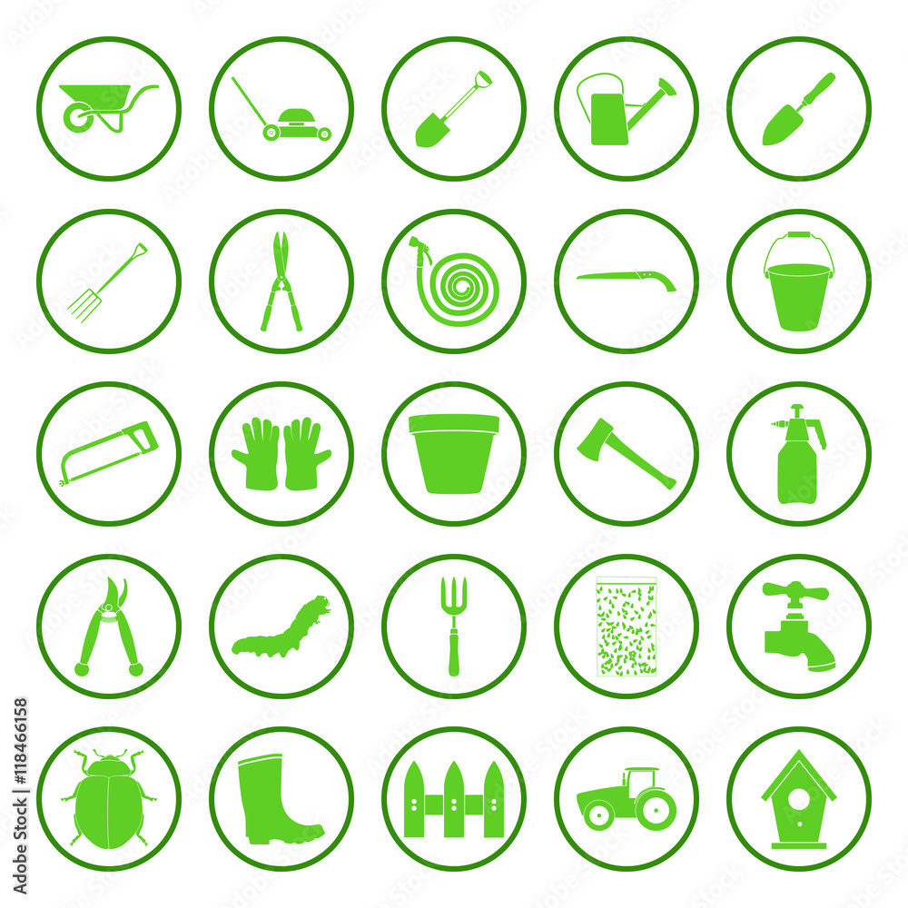 Gardening and farming simple vector icons set Gardening and farming simple vector icons set