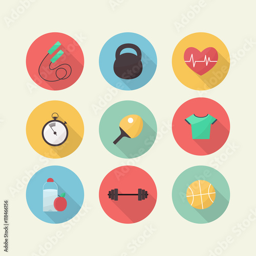 flat sport icon set