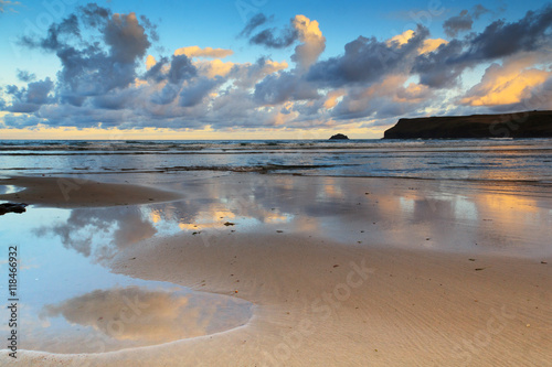 Early morning view of the beach at Polzeath photo