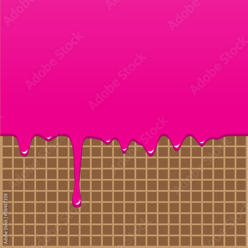Pink cream pour on of wafer design background vector illustration.