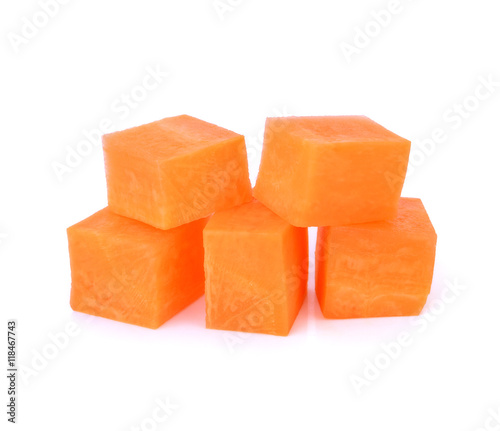 Carrot cube isolated on white background
