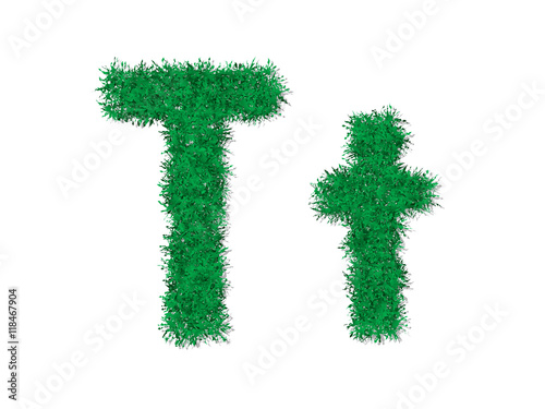 Vector green grass uppercase and lowercase alphabet letter.  