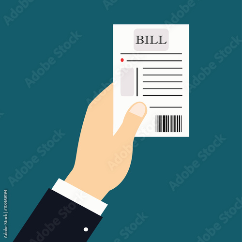 Paying bills, hand holding bills vector