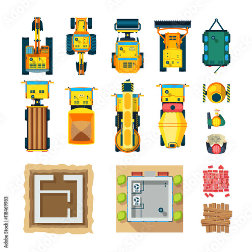 Construction Icons Set Top View