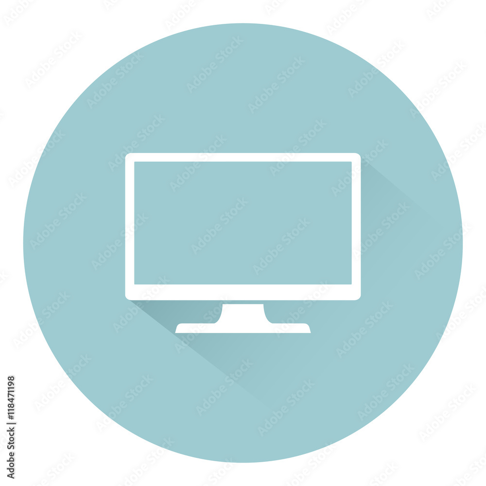 Monitor PC, icon computer screen flat style with shadow isolated on background, vector illustration for web design Monitor PC, icon computer screen flat style with shadow isolated on background, vector illustration for web design