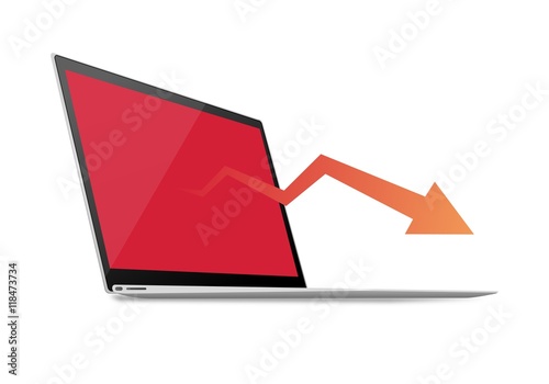 Dynamic stock exchange rates in computer screen photo