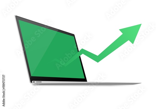 Dynamic stock exchange rates in computer screen photo